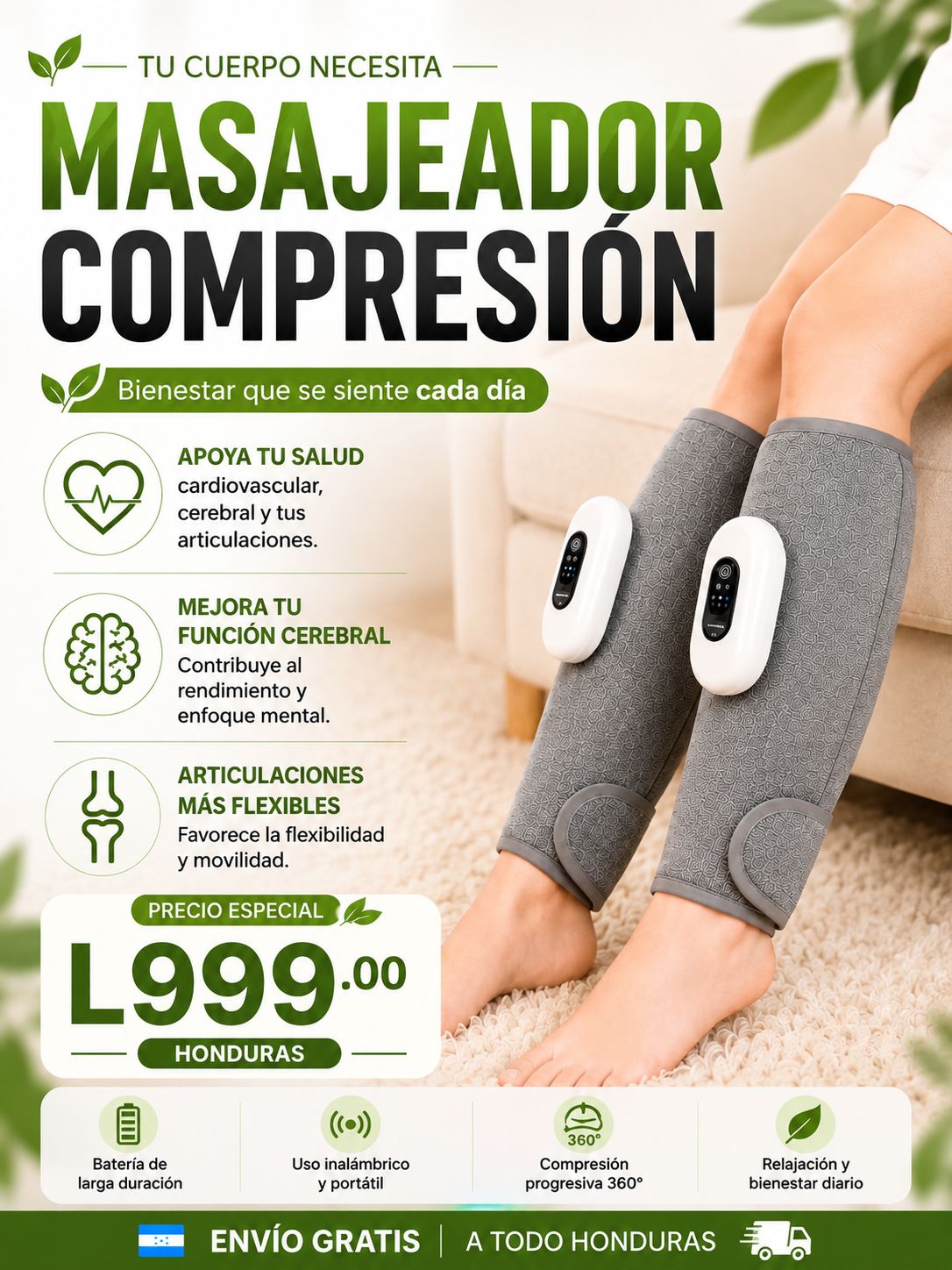 masajeador de compresión para piernas + envío gratis 🇭🇳