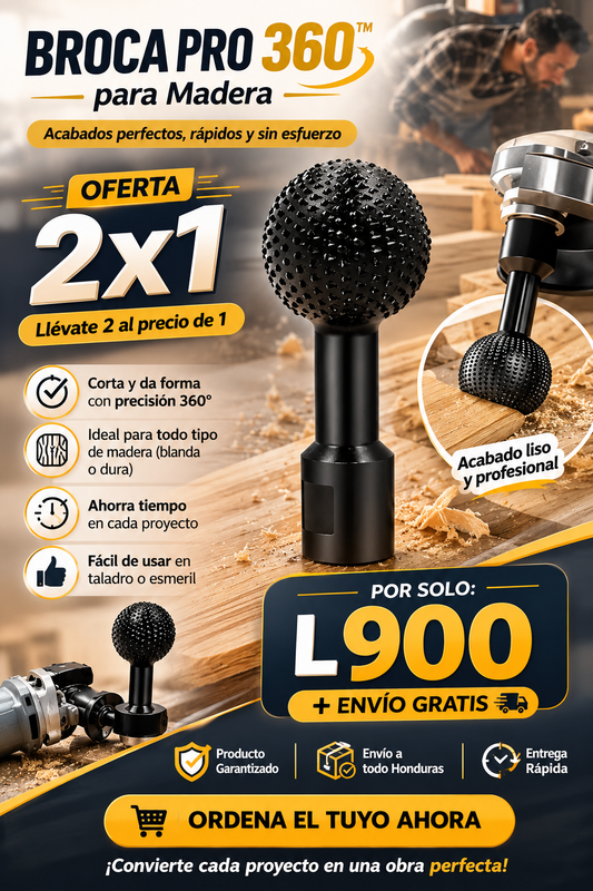 🔩 BROCA PRO 360™ para Madera - 2x1 -L900+ Envío Gratis 🚚