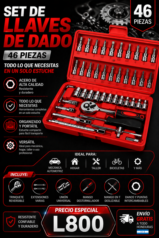 🛠️ SET DE 46 LLAVES DE DADO | L800! + ENVIO GRATIS