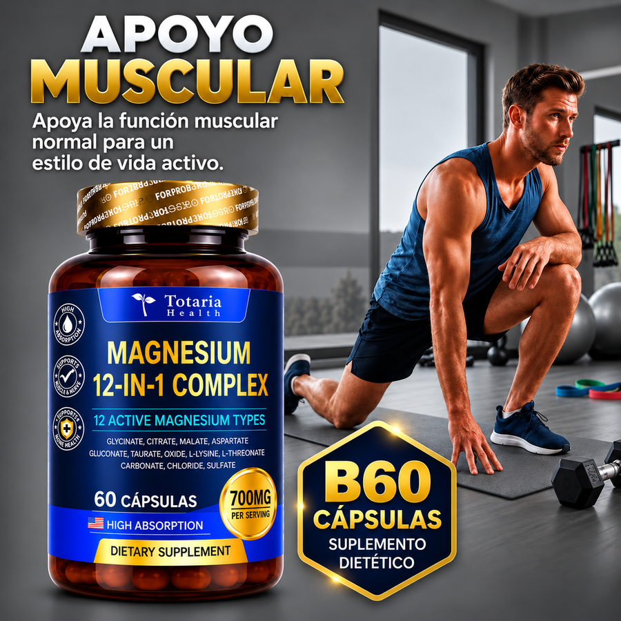 🌙 MAGNESIUM 12-IN-1 COMPLEX 700 MG – 60 CÁPSULAS | FÓRMULA DE ALTA ABSORCIÓN